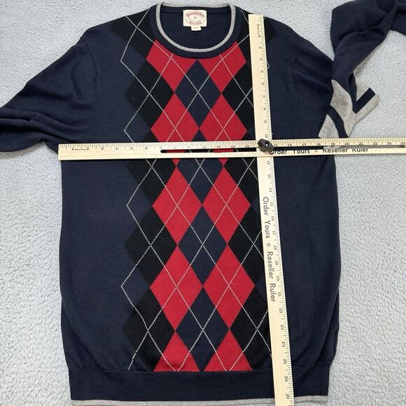 Brooks Brothers Sweater Mens Medium Argyle Lightweight Pullover Prep Cotton Wool - Picture 6 of 8